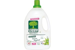 L'Arbre Vert Lessive Savon Végétal - Hypoallergénique - 45 Lavages - 94% d'ingrédients d'origine naturelle - 2.025L