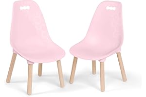 B. TOYS spaces by Battat - Kid Century Modern: Juego moderno de dos sillas infantiles - Muebles infantiles para niños y jóvenes - Rosa y madera natural - fácil de armar - 3 años y más