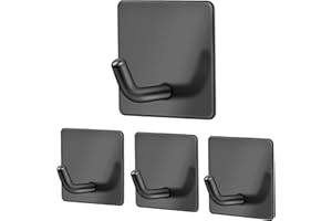 ‎VISTA Klebehaken Schwarz Matt Wandhaken 304 Edelstahl Rostfrei Handtuchhaken Ohne Bohren 4 Stk. Haken Selbstklebend Klebehaken Bad Kleiderhaken Ohne Bohren für Küchen Badezimmer Toilettenschränke - Vista