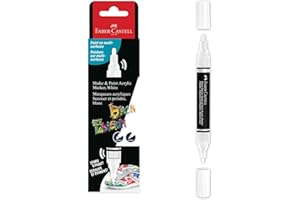 Faber-Castell 285511 Black Edition Shake & Paint Pennarello Acrilico, Pennarello White Moon, Doppia Punta 3Mm E 1Mm, Impermeabile, Colore Vivido E Duraturo