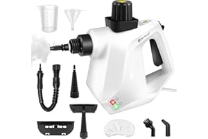 VICKYHOME Handdampfreiniger, Druck-Mehrzweckdampfreiniger mit 11-teiligem Zubehör, 3,2 Bar & 400ml Handdampfreiniger Chemiefreie Reinigung, Für Küche, Bad, Fenster, Polster, Teppiche, Auto und Fugen