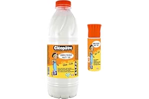 CLÉOPÂTRE CLEOPATRE - Vinyl'Ecole Flacon De Colle Blanche Vinylique 1L et Flacon de 25g Rechargeable - Idéal Travaux Manuels et Loisirs Créatifs Dès 3 ans – Rentrée Des Classes - Fabrication Française