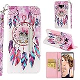 BONROY Samsung Galaxy Note 9 Case Cover, Pu Leather Wallet - Book Case, Flip Case [Card holder] [Drop resistance] [Scratch Resistant] [Shockproof] Case-(Owl - Wind Chime)
