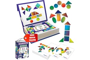 magdum Tangram Magnetici – 83 GRANDI Shapes Puzzle Magnetici - 44 pezzi carte di apprendimento bambini – Rompicapi Puzzle Magnetico per Bambini – Tangram magnetico –Gioco magnetico per bambini