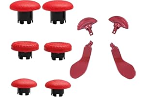PEIXIONG 10-in-1 Metal Thumbsticks Accessories for PS5 Dualsense Edge Controller,4 Metallic Back Paddles Triggers Buttons Repair Parts with 6 Analog Joysticks for PS5 Dualsense Edge(Red) [video game]