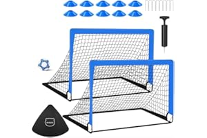 MIAOKE 2 Soccer Goal of 4X3 FT for Backyard, Portable Football Goal Training Equipment with Soccer Ball, 10 Football Cones, Carry Bag, Practice Net for Youth Games, Sports