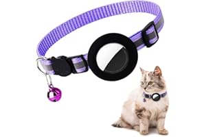 LONGYIFA Airtag Cat Collar, Air tag Cat Collar with Bell and Safety Buckle in 3/8" Width, Reflective Collar with Waterproof Airtag Holder Compatible with Apple Airtag for Cat Dog Kitten Puppy (Purple)