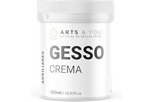 Arts & You Gesso Blanco Cremoso Acrílico Profesional 500ml - Imprimación, Pasta de Modelar para Cuadros, Pintura Acrílica, Lienzos, Madera - Bellas Artes y Manualidades