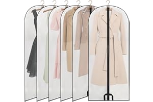 AWBEOT 6 Piezas Fundas Ropa Armario Transparentes 60 * 140 cm Fundas de Ropa de PEVA Bolsas para Ropá a Prueba de Polvo Transpirable Bolsa Portatrajes para Vestidos,Trajes,Gabardina（Grande,Negra）