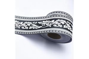 VisitRyl Bordi per Carta da Parati Adesivi Foglie nere 12cm X 1000cm Design Decorativo