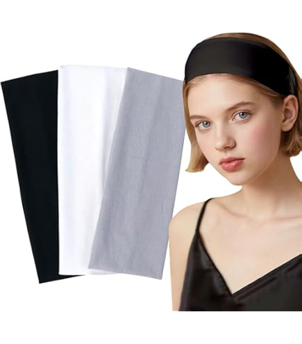 Yedtreg Lot De 2 Bandeaux Noirs De 7 Cm De Large Pour Homme Et Femme, En