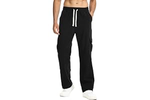 Suwangi Pantaloni in Velluto a Coste da Uomo Pantaloni Cargo Pantaloni Dritti Casual in Velluto a Coste Invernali con Coulisse e Vita Elastica con 4 Tasche