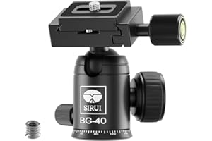SIRUI Tripod Ball Head, Professional Metal 360° Rotating Panoramic Ball Head with Quick Release Plate, Load up to 22lbs/10kg for 1/4" Tripod, Monopod, Slider, DSLR Camera(BG40)