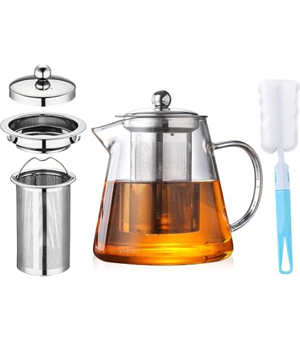 Tetera De Vidrio De Borosilicato 1.2L Con Colador De Acero Inoxidable - Sendez, Jarra Transparente