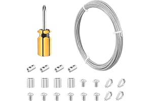 Abimars cavo acciaio rivestito in vinile 2MM, 10m cavo metallico 304 in acciaio inox con anello di crimpatura in alluminio, nucleo 7x7 per appendere, linea di vestiti, pesca