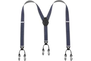 Lafayon Mens Braces 6 Clips Y-Back 3.5 cm Heavy Duty Adjustable Elastic Braces for Men Trousers with Strong Metal Clips and Gift Box