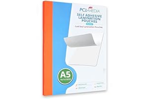 PCL Media ltd® A5 Self Seal Laminating Pouches, Cold Seal Laminating Pouches Encapsulation Pouch Finish Size A5 222 x 160mm (Pack of 5) (610050)