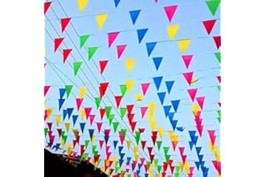 ‎TK GRUPPE TIMO KLINGLER XXL Wimpelkette Stoff 100 Meter bunt Girlande Banner Fahne - Indoor & Outdoor Draußen als Deko Dekoration