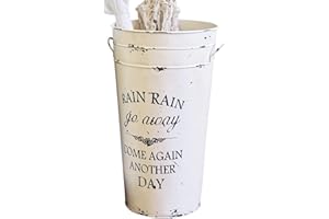 ‎LOBERON Loberon Schirmständer Rain, Charmanter Print & Industrial-Stil, Handarbeit & Handveredelt, Antik-Finish, Aufbewahrung, Ordnungshelfer, Flurzubehör, Eisen, antikweiß