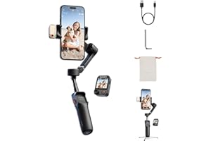 Hohem iSteady V3 Ultra Gimbal-Stabilisator für iPhone, 3-Achsen-Handy-Gimbal, magnetischer KI-Tracker, integrierte ausziehbare Stange und Stativ, 10-m-Fernbedienung, Touchscreen-Stabilisator (Schwarz)