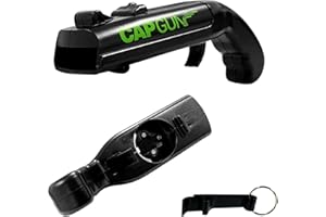 TIANNAIT 1 x pistolet décapsuleur de bière avec mini tire-bouchon en métal noir en forme de pistolet avec fonction de lancement pour bouchons de bouteille, convient pour les fêtes, les bars