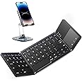 VorsiPro Foldable Bluetooth Keyboard with Touchpad, Tri-Folding Wireless Portable Keyboard, Full-Size Wireless Folding Holder, Portable Travel for for Laptop Tablet PC Smartphone Windows iOS Android