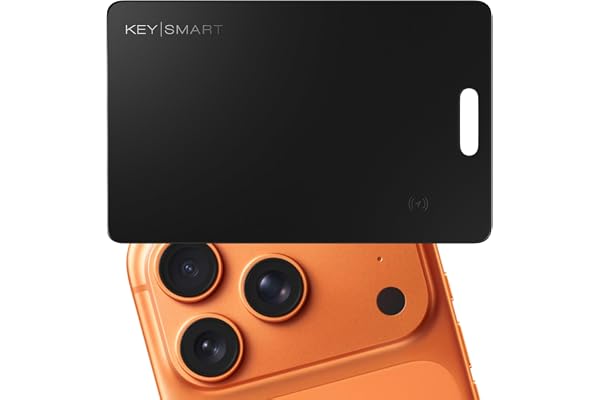KEYSMART SmartCard Carte de Suivi de Portefeuille Fine, Rechargeable et réutilisable, Trou pour Porte-clés, Fonctionne avec l’Application Apple Find My, localisateur d’Objets Traceur GPS Valise