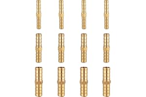 PRYON 12 Pcs Barb,Hose Joiner Connector 6mm 8mm 10mm Brass Barbs Splicer Fitting Hoses Coupler Line Connectors Straight Pipe Connection Joint Fittings Splicers 2 Way Elbow Adapter,for Water Gas Oil Petrol