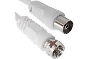 CABLEPELADO Cable Antena-satelite | Cable TV Sat 75 Ohm | Conector coaxial Hembra a Conector Tipo F Macho | HDTV, DVB-T2, DVB-C, DVB-S, TV y Radio | Blanco | 2.50 Metros