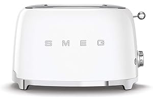 Smeg, Tostapane 2x2 TSF01WHEU, 2 Scomparti da 36mm, 6 Livelli di Doratura, Funzione Riscaldamento, Scongelamento e Bagel, Espulsione Automatica del Pane, Cassetto Raccoglibriciole, 950W, Bianco