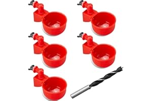 ESTEOPT 5 Sztuk Automatycznych Poidła dla Drobiu i 10 mm Wiertła, "Zrób To Sam", Zestaw Poidła dla Kur, Kaczek, Gęsi, Indyków, Gołębi