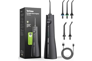 Voinee Care Jet Dentaire Hydropulseur, Jet Dentaire Portable 5 Modes et 5 Buses de Rechange,6 Pressions Réglables, Irrigateur Oral Professionnel Réservoir 230ml IPX7 étanche rechargeable de Voyage