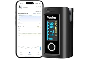ViATOM Bluetooth Pulsoximeter Fingeroximeter mit APP und 12 Datensätze, Sauerstoffsättigung Messgerät Finger, Blutsauerstoffmessgerät Finger für Herzfrequenz mit Alarm, Professionell APP