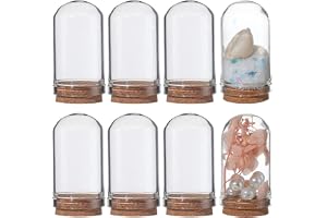 SUNNYCLUE 16 st 4,5 x 3 cm Cloche Bell Jar Bell Cloche glaskupol monter display med korkbas display förvaringsbehållare minif