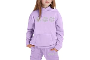 Generisch 2025 Conjunto de ropa para niña, sudadera con capucha informal, pantalones de chándal de 2 piezas, conjunto de sudadera estampada para niños pequeños