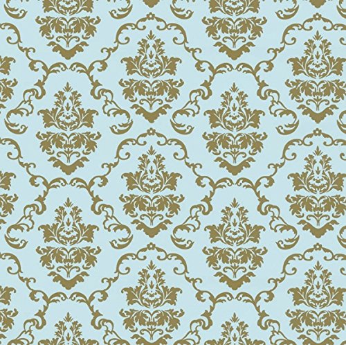 Klebefolie Barock Ornament hellblau gold - Möbelfolie 45 x 200 cm - Dekorfolie Vintage