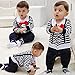 ZOEREA Newborn Infant Toddler Boy Babys Long-sleeved Cotton Gentleman Tuxedo Onesie Romper Jumpsuit Striped Bib Clothes with Red Bowknot