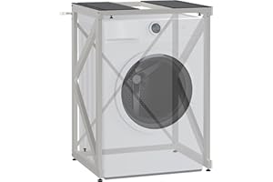 CLP Waschmaschinenregal Caleb I Waschturm für bis zu Zwei Haushaltsgeräte I Waschmaschinenüberbau aus Stahl I Wäschetrocknerständer, Farbe:weiß