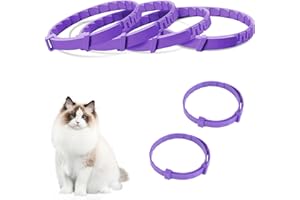 QTKSCEADLNCE 4 PCS Collar Calmante para Gatos, collar de feromonas Alivia La Ansiedad por Separaciónri Estrés En Gatos Seguro Duradero Regulable Impermeable Feromona Calmante para Pequeños Medianos Grandes (Set A)