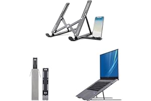 Guimey, Supporto PC Portatile, Pieghevole e ventilato, 10 Livelli di regolazione, Dispositivo di raffreddamento ergonomico compatibile con MacBook Air, Pro, Dell, 10-15.6 (Nero-01)