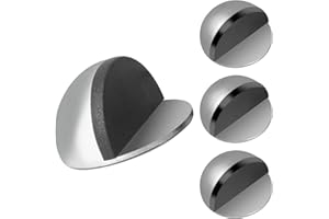 ECOSEAO Tope Puertas Suelo, 4PCS Adhesive Door Stoppers, Tope de Puerta de Acero Inoxidable, Topes Para Puertas Suelo con Topes de Goma, no Se Requiere Taladrar, Protección de Pared(Plata)