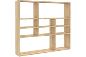 vidaXL Estantería de Pared Estante Libros Mueble Archivador Decoración Oficina Habitación Estable Duradera Contrachapada Color Roble Sonoma 90x16x78cm