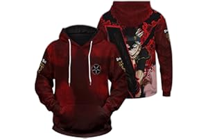 ACSEFIRE Sudadera con Cremallera de Anime Unisex Sudadera con Capucha de Manga Larga Cosplay de Black Clover Jersey Negro con el Emblema del Toro para fanáticos de Asta