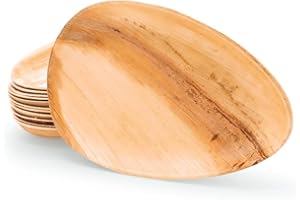 BOX And Tree | 25 Pièces Vaisselle Jetable Biodégradable Assiettes Jetable en Feuille de Palmier 24cm, Compostables, pour Soirée, Mariage, Anniversaire, Matériel Palmier Bois, Bambou