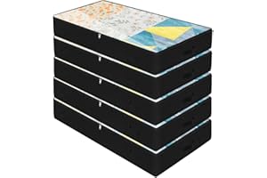 Amonsen Paquete de 5, 97 * 50 * 14cm Bolsas de Almacenaje Largas y Estrechas para Ropa, Ropa de Cama, Organizador de Suéteres, Caja de Almacenaje para Vestidos de Novia, Negro