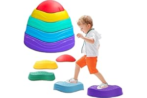 HEQXWL 5 Stück Balanciersteine für Kinder,Stapelsteine, Abenteuer Flusssteine, Rutschfeste Hügelkuppen zur Förderung von Balance, für Schulen, Kitas & Therapiezentren，Motorik & Koordination