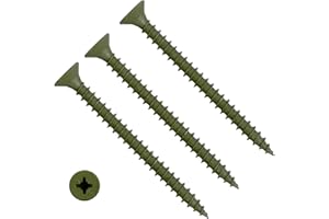 TERF® Decking Screws 4.0 X 40mm Pozi Drive Flat Countersunk Head Green Finish Anti Corrosion Screws 4.0 X 40mm For Decking Fence Floorboard Hard And Softwood - Pack of 100