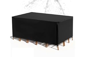 JIANGHU ART Abdeckung Gartenmöbel Winterfest 250 x 150 x 90 cm, Tisch-Regenschutz Hoftischbezug Hofmöbelbezug Regenfest Winddicht Möbelbezug - Schwerlast 600D Oxford Gewebe Plane Schutzhülle Abdeckung