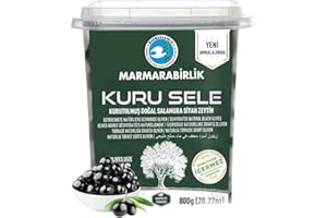 BAZACHI Marmara Birlik Gemlik Type Black Olives MEGA 800g -Suitable for Vegetarian 3XS (Kuru Sele))