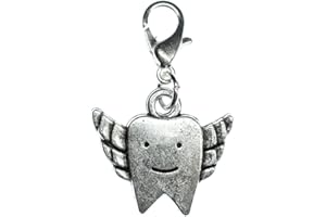 Miniblings Zahn mit Flügeln Zahnfee Charm Zähne Zahnarzt Kinder - Handmade Modeschmuck I Kettenanhänger versilbert - Bettelanhänger Bettelarmband - Anhänger für Armband